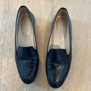 Black Croc-Embossed Loafers